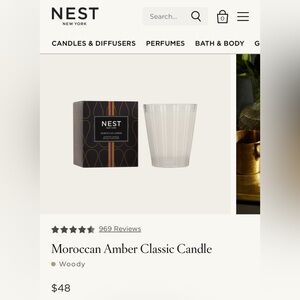 NEST MOROCCAN AMBER 8.1 OZ SCENTED CANDLE (BRAND NEW IN SEALED BOX)